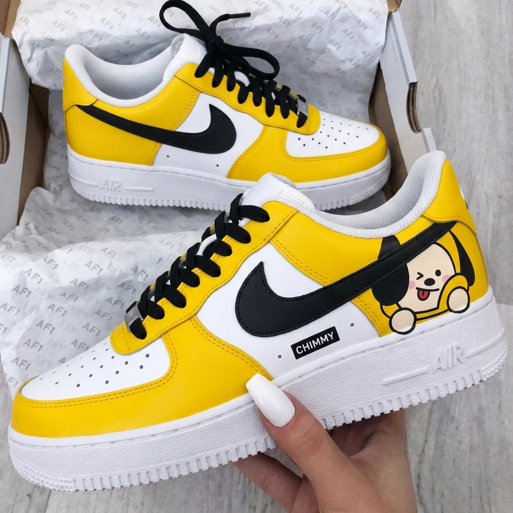 Custom AF 1s Shoes Yellow Black Chimmy-oicustom