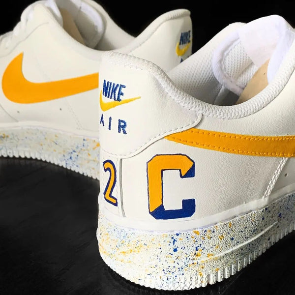 Custom AF 1s Shoes Yellow Blue Splatter Design-oicustom