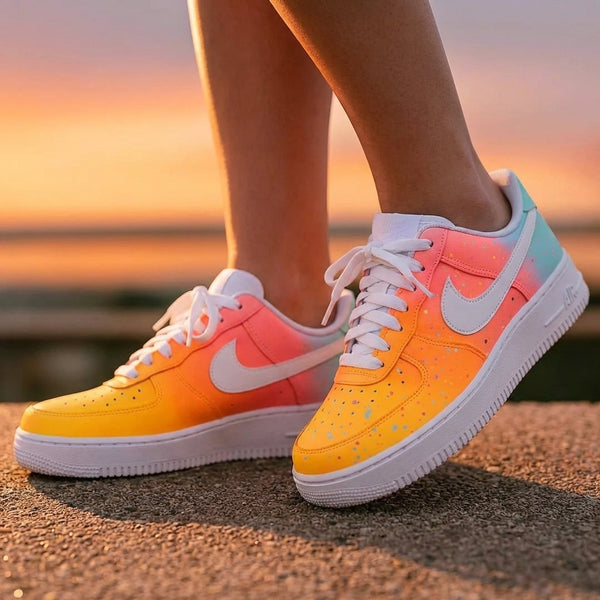 Custom AF 1s Shoes Yellow Orange Pink Baby Blue Colorful Specks-oicustom