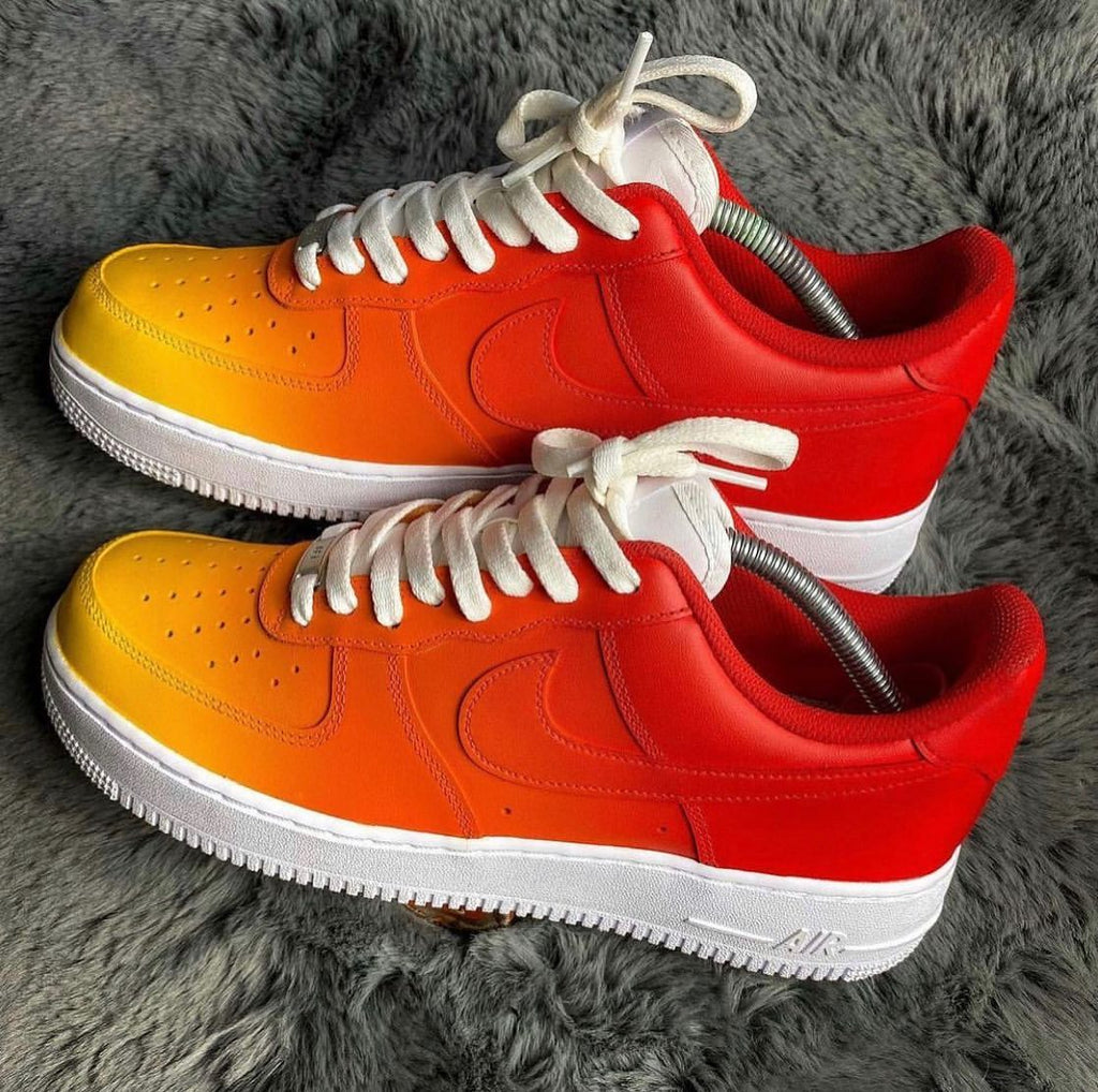 Custom AF 1s Shoes Yellow Orange Red Ombre-oicustom