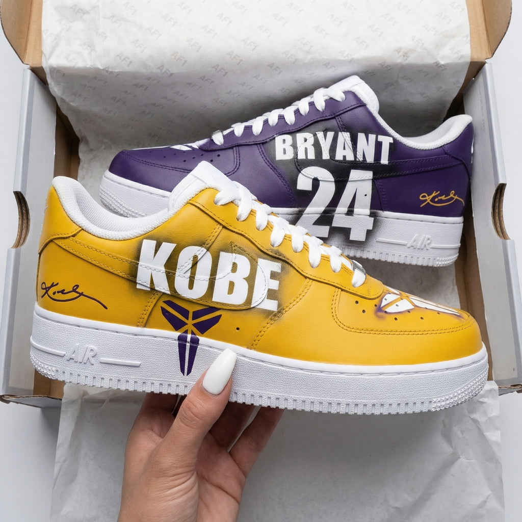Custom AF 1s Shoes Yellow Purple Kobe Bryant 24-oicustom