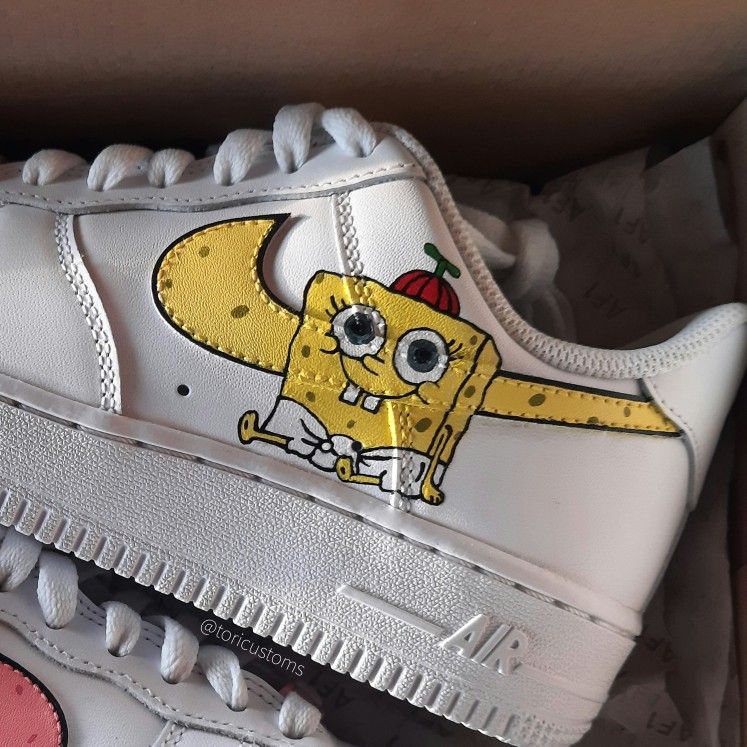 Custom AF 1s Shoes Yellow SpongeBob Design-oicustom