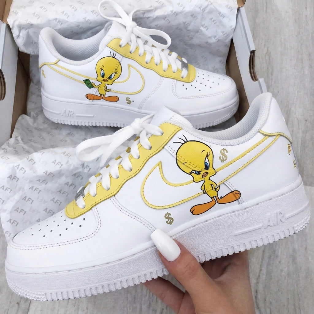 Custom AF 1s Shoes Yellow Tweety Bird-oicustom