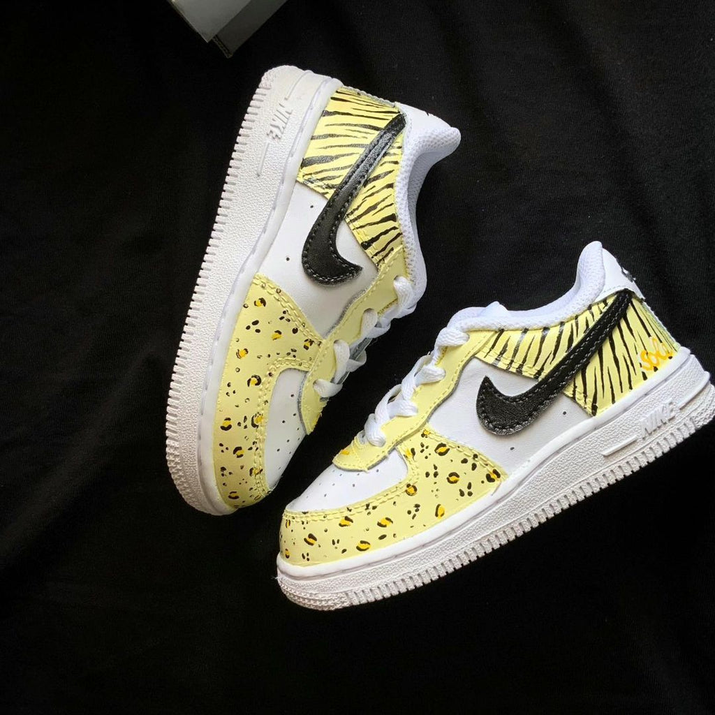 Custom AF 1s Shoes Yellow Zebra and Leopard Patterns-oicustom