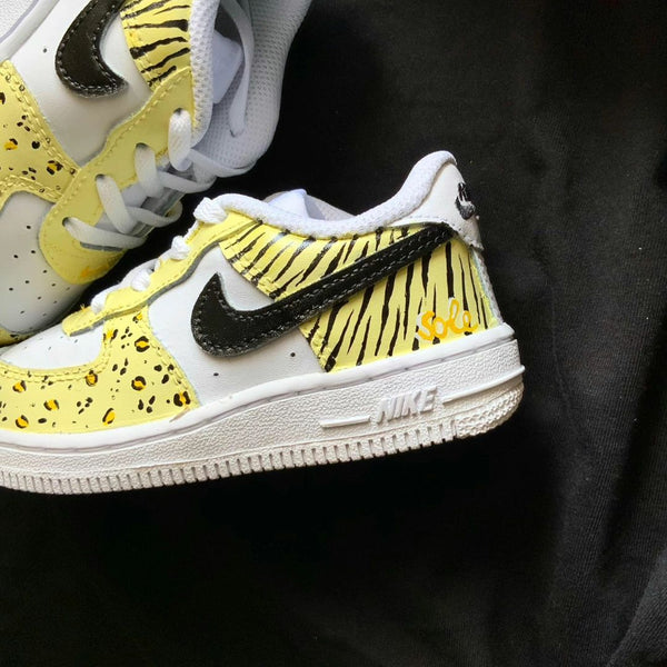 Custom AF 1s Shoes Yellow Zebra and Leopard Patterns-oicustom