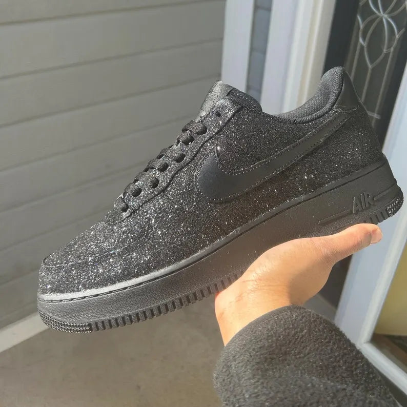 Custom Air Force 1 All Black Glitter-oicustom