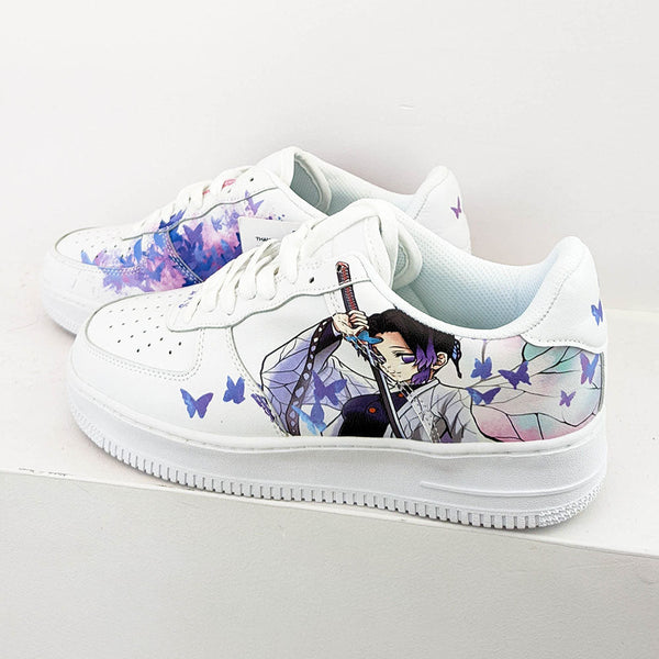 Custom Air Force 1 Anime Character And Pink Purple Butterflies-oicustom