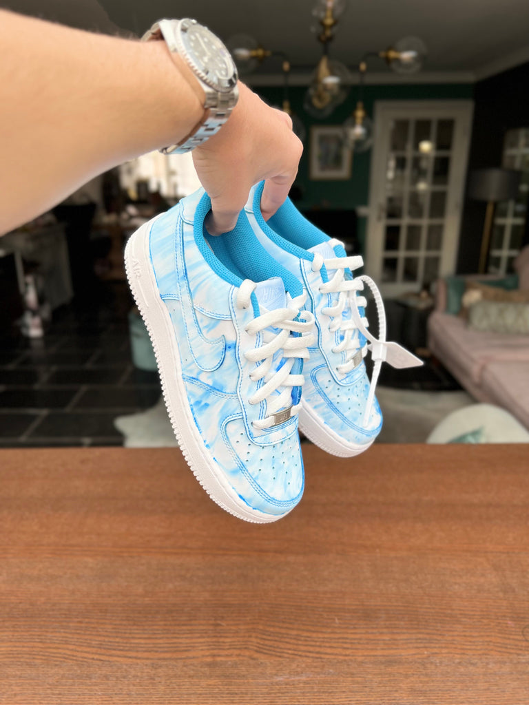 Custom Air Force 1 Baby Blue Tie Dye-oicustom