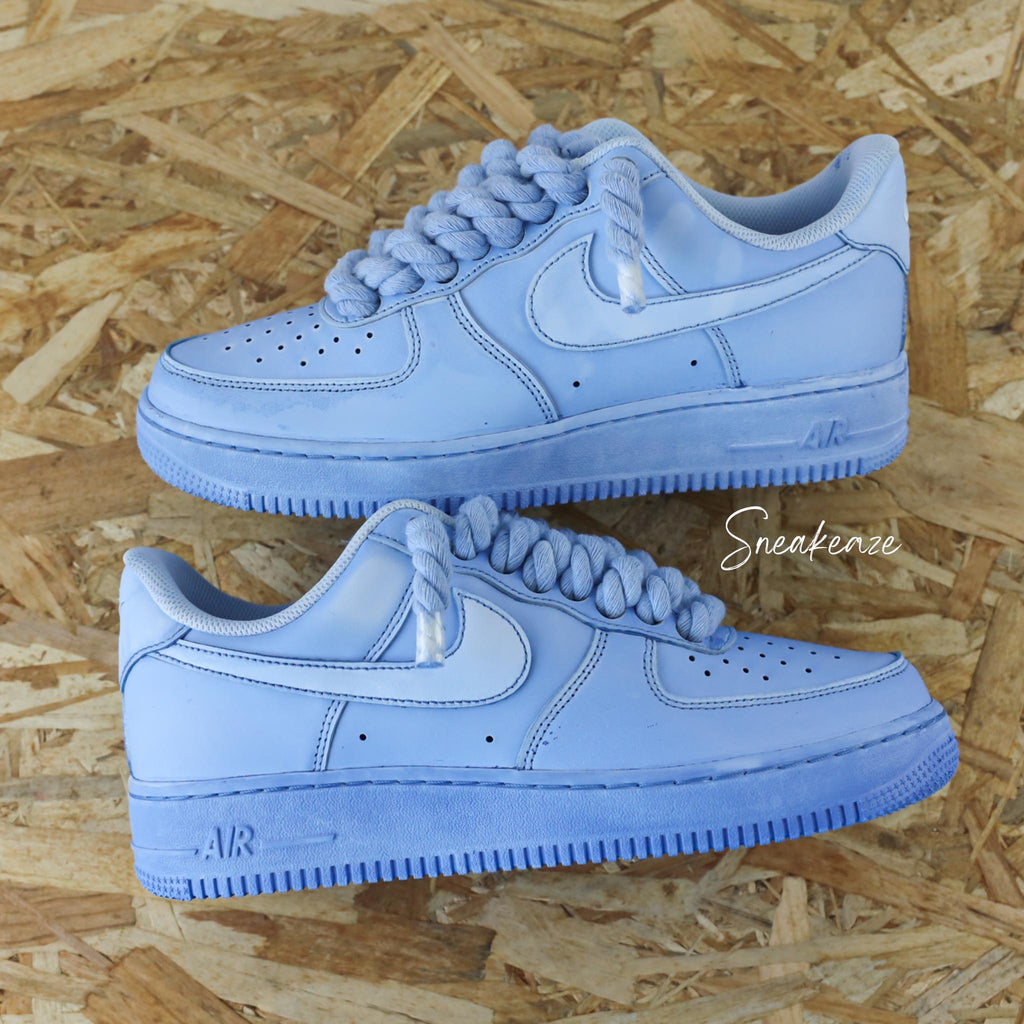 Custom Air Force 1 Baby Blue With Thick Hemp Rope-oicustom