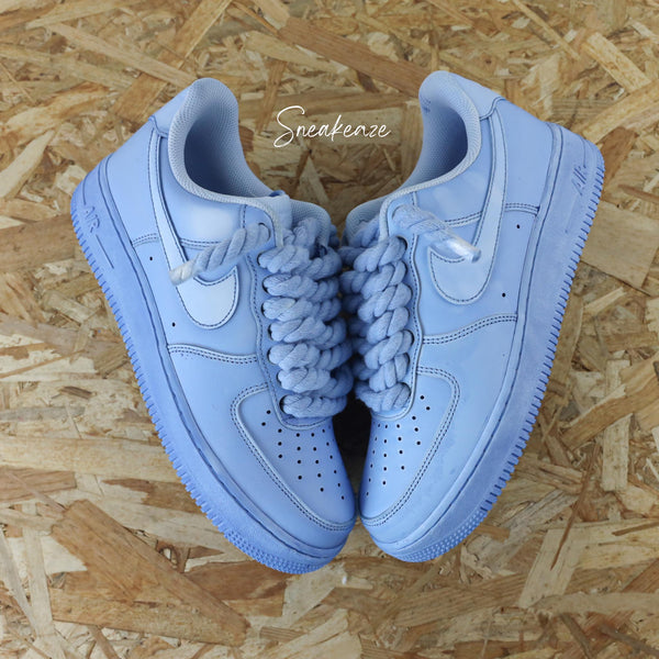 Custom Air Force 1 Baby Blue With Thick Hemp Rope-oicustom