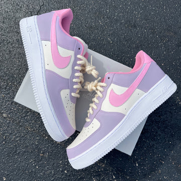 Custom Air Force 1 Baby Pink And Lilac Color - Blocked-oicustom
