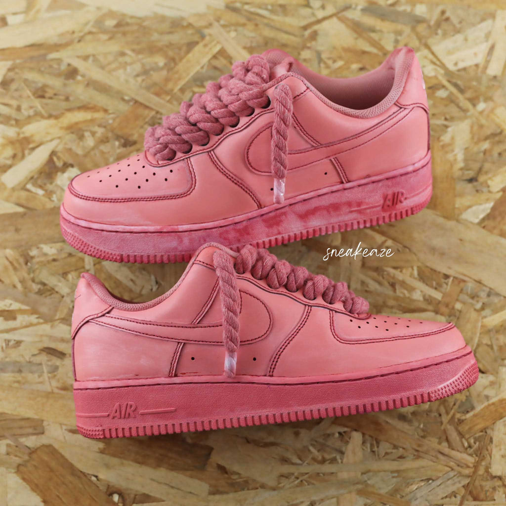 Custom Air Force 1 Baby Pink Braided Laces-oicustom
