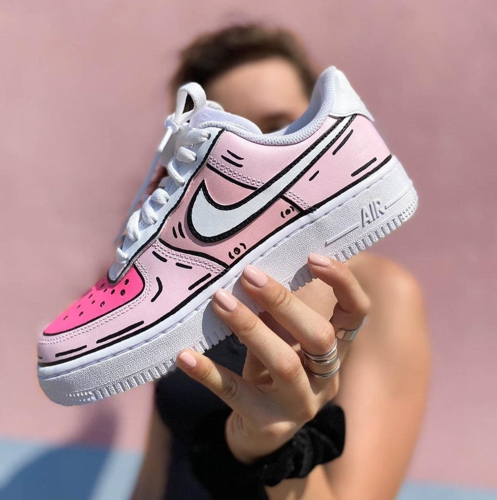 Custom Air Force 1 Baby Pink Cartoon Pattern-oicustom
