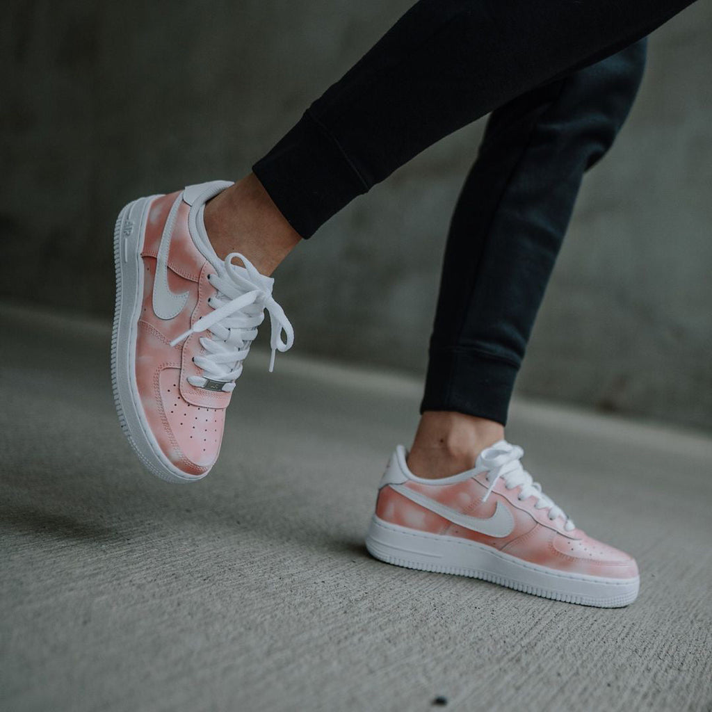 Custom Air Force 1 Baby Pink Tie Dye-oicustom