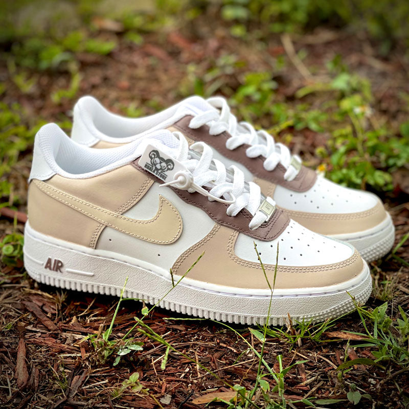 Custom Air Force 1 Beige And White-oicustom