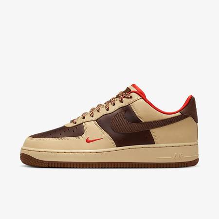 Custom Air Force 1 Beige Brown Swoosh Design-oicustom