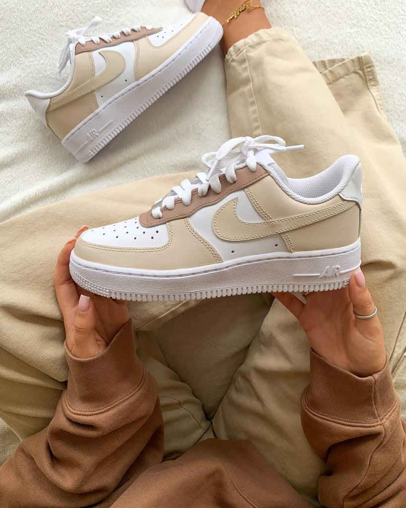 Custom Air Force 1 Beige White-oicustom