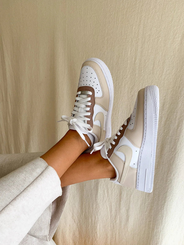 Custom Air Force 1 Beige White-oicustom