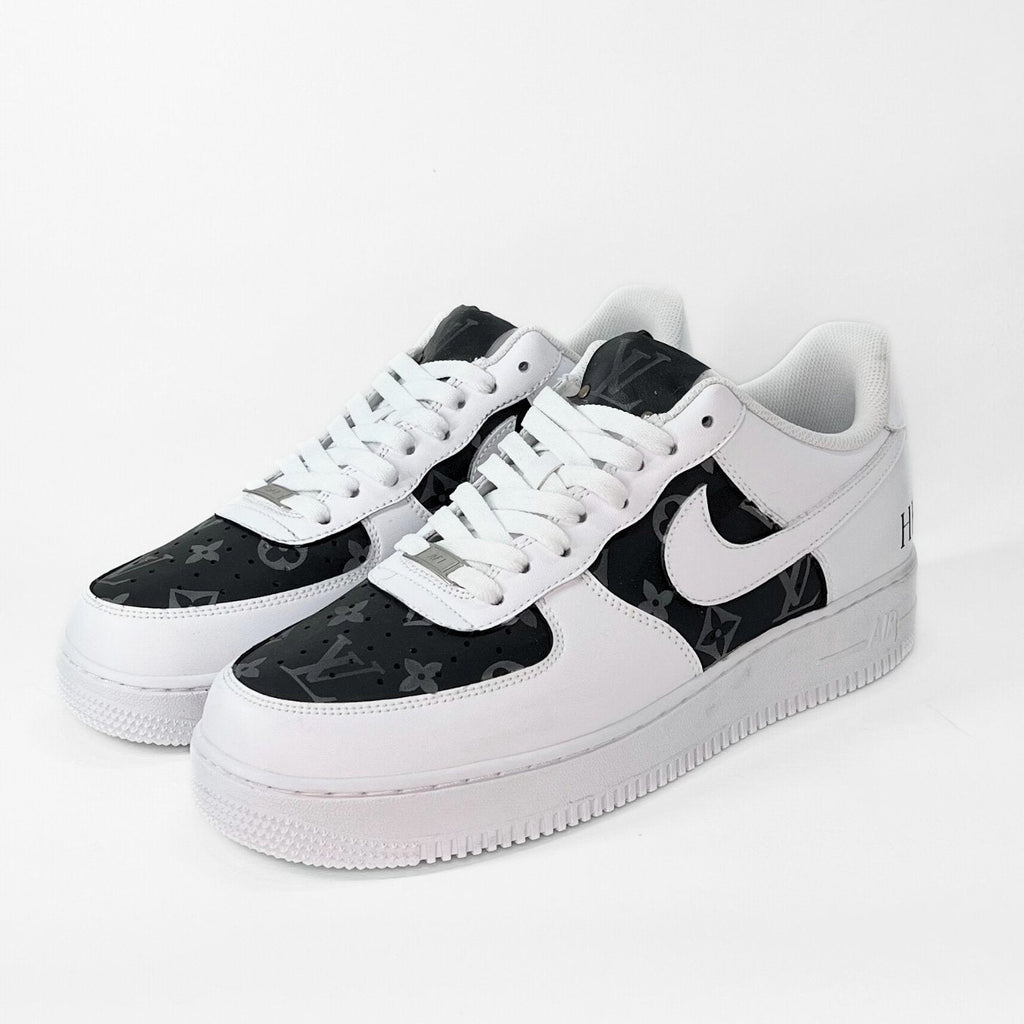 Custom Air Force 1 Black and White With LV Pattern-oicustom