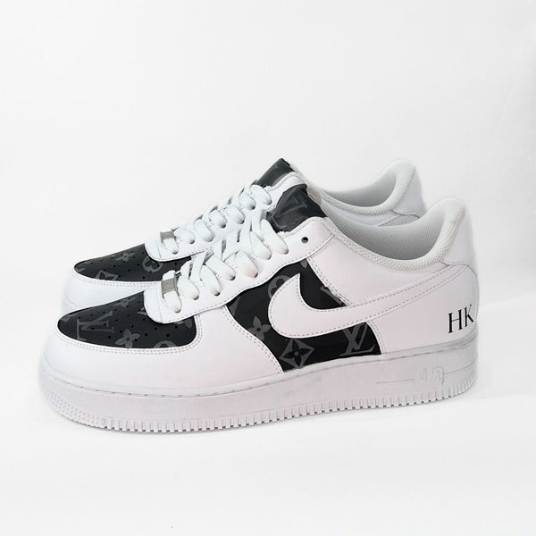 Custom Air Force 1 Black and White With LV Pattern-oicustom