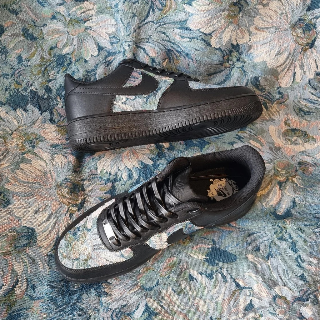 Custom Air Force 1 Black Floral Pattern-oicustom