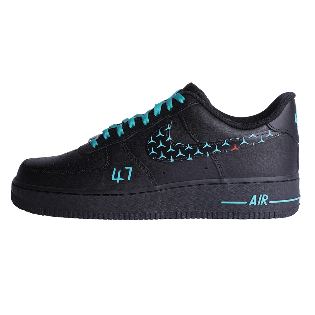 Custom Air Force 1 Black Teal Mercedes-Benz Logo-oicustom