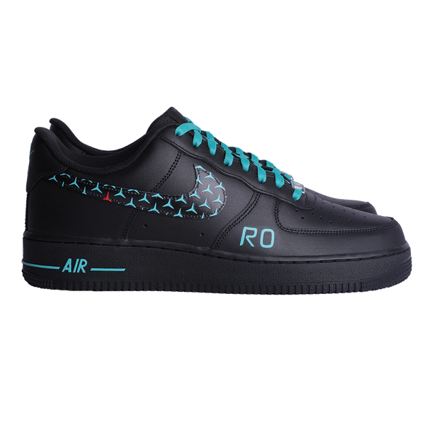 Custom Air Force 1 Black Teal Mercedes-Benz Logo-oicustom