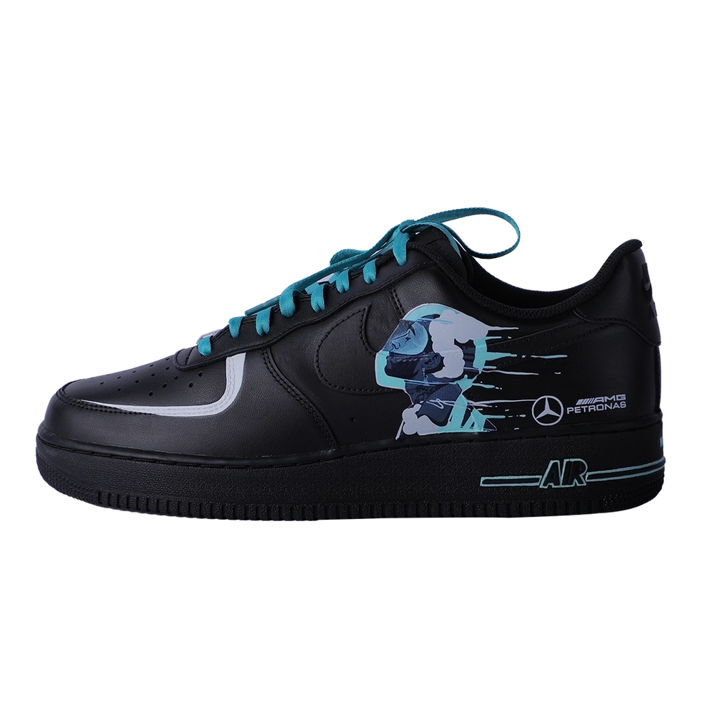 Custom Air Force 1 Black Teal Racing - Helmet Pattern-oicustom