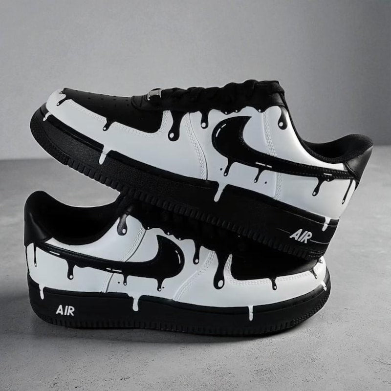 Custom Air Force 1 Black White Drip Pattern – oicustom
