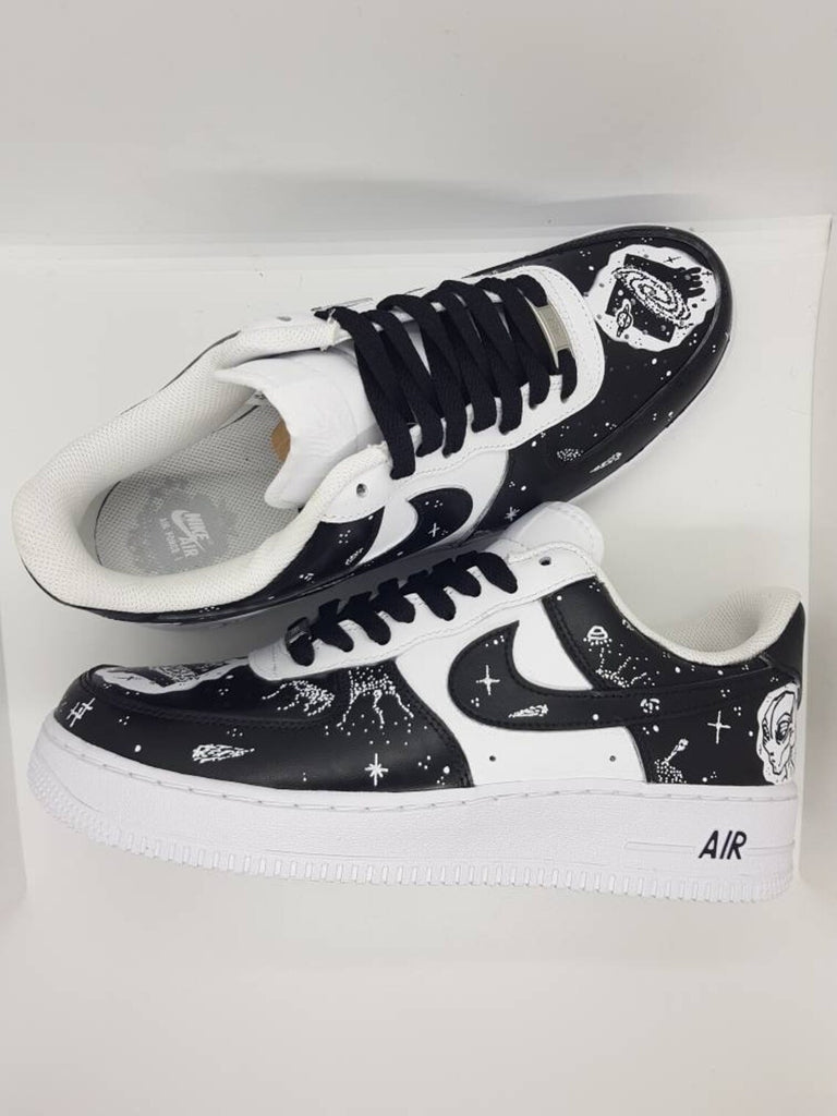 Custom Air Force 1 Black White Space Pattern-oicustom