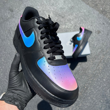 Custom Air Force 1 Black With Blue And Purple Ombre Design-oicustom