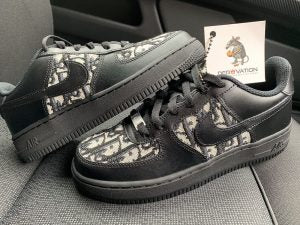 Custom Air Force 1 Black With Dior Logo Pattern-oicustom