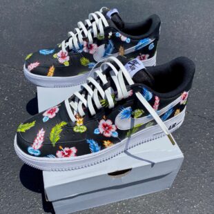 Custom Air Force 1 Black With Multicolor Floral-oicustom