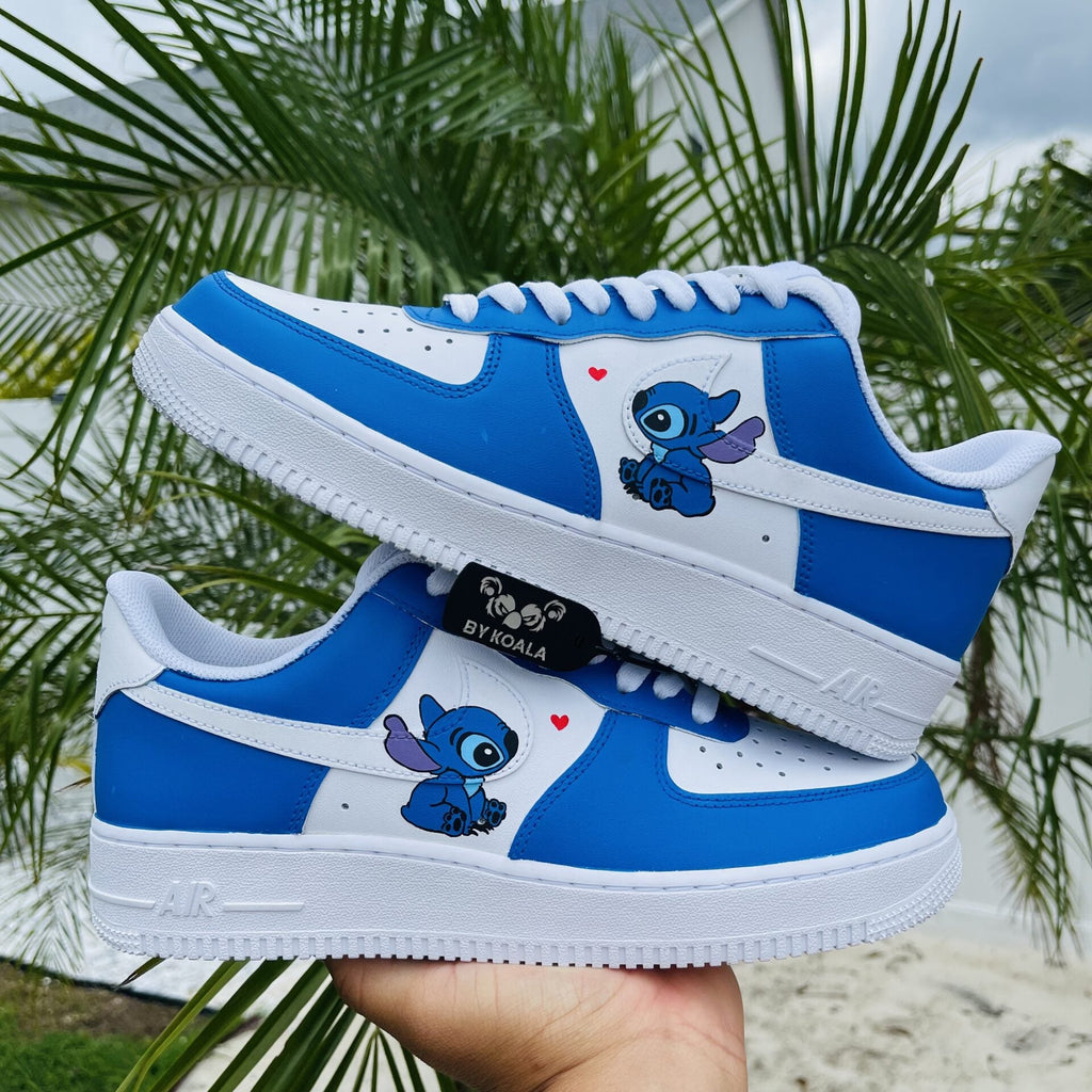 Custom Air Force 1 Blue And White With Stitch Pattern-oicustom
