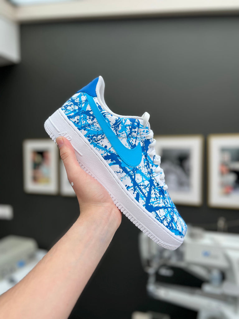 Custom Air Force 1 Blue Splatter Pattern-oicustom