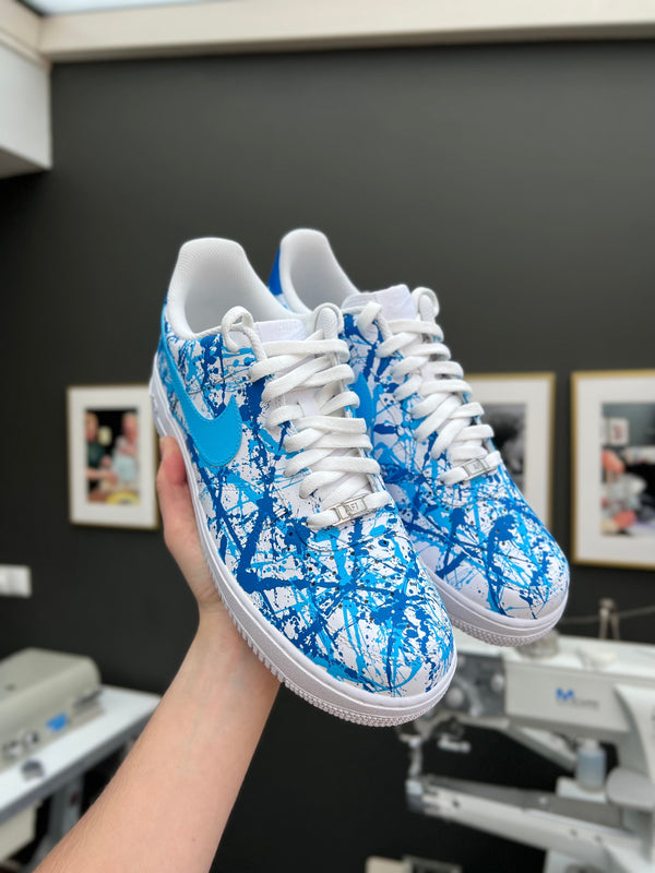 Custom Air Force 1 Blue Splatter Pattern-oicustom