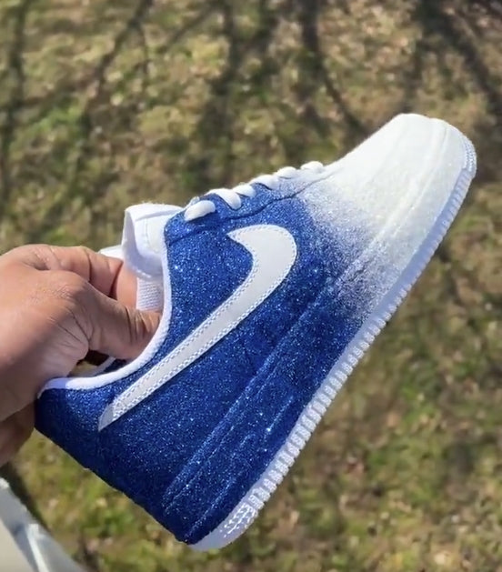Custom Air Force 1 Blue White Glitter-oicustom