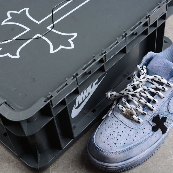 Custom Air Force 1 Blue With Black Crosses-oicustom