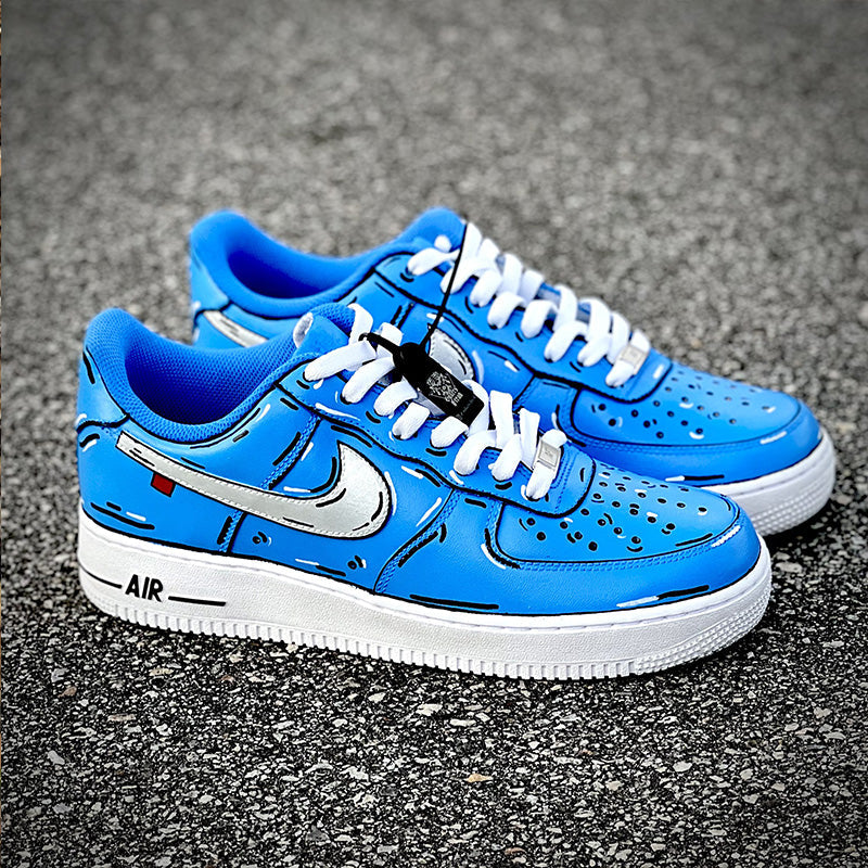 Custom Air Force 1 Blue With Cartoon Pattern-oicustom