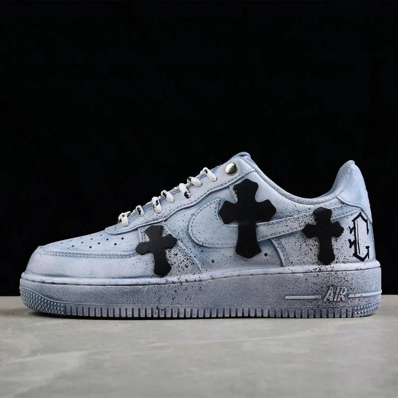 Custom Air Force 1 Blue With Cross Patterns-oicustom