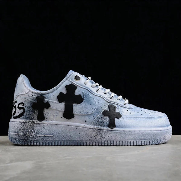 Custom Air Force 1 Blue With Cross Patterns-oicustom