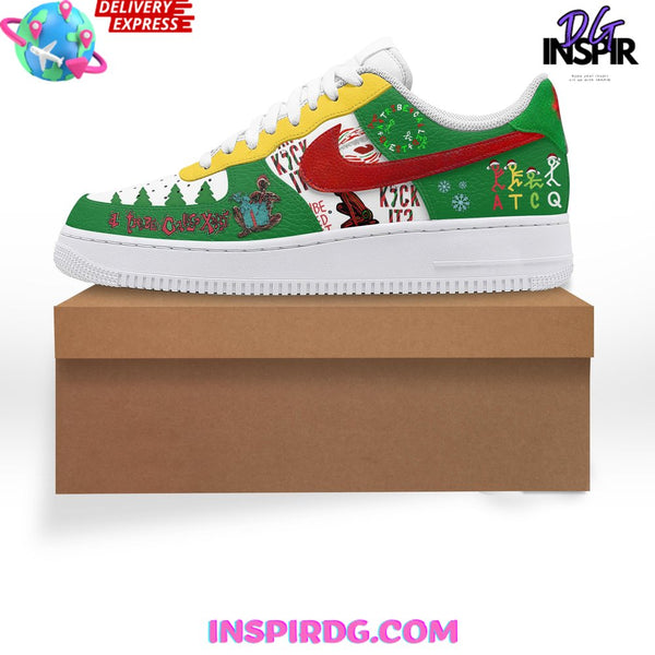 Custom Air Force 1 Green Yellow Red With Graffiti Patterns-oicustom