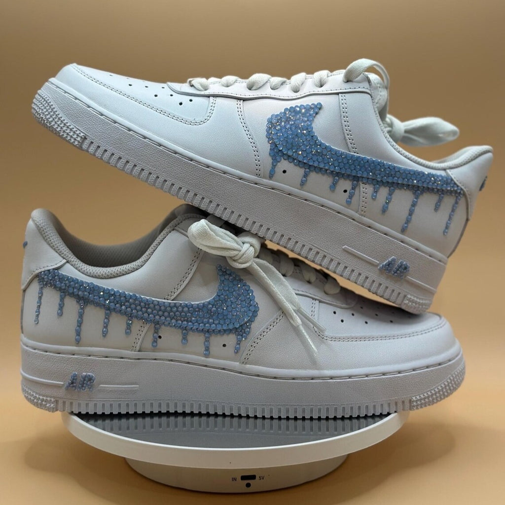 Custom Air Force 1 Light Blue Dripping Rhinestones-oicustom