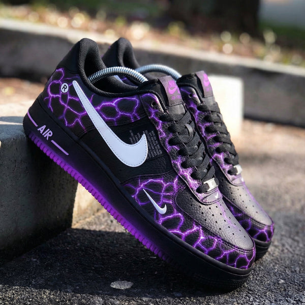Custom Air Force 1 Lightning Pattern Black Purple-oicustom