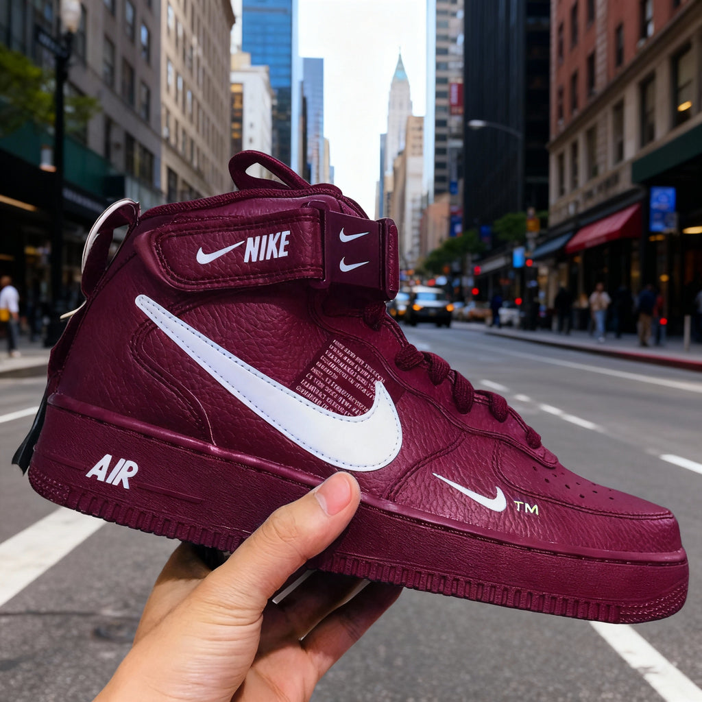 Custom Air Force 1 Maroon White Swoosh Design-oicustom