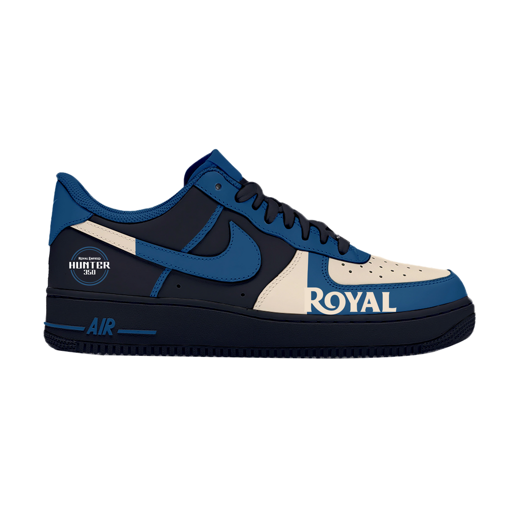 Custom Air Force 1 Navy Blue White Royal Logo Design-oicustom