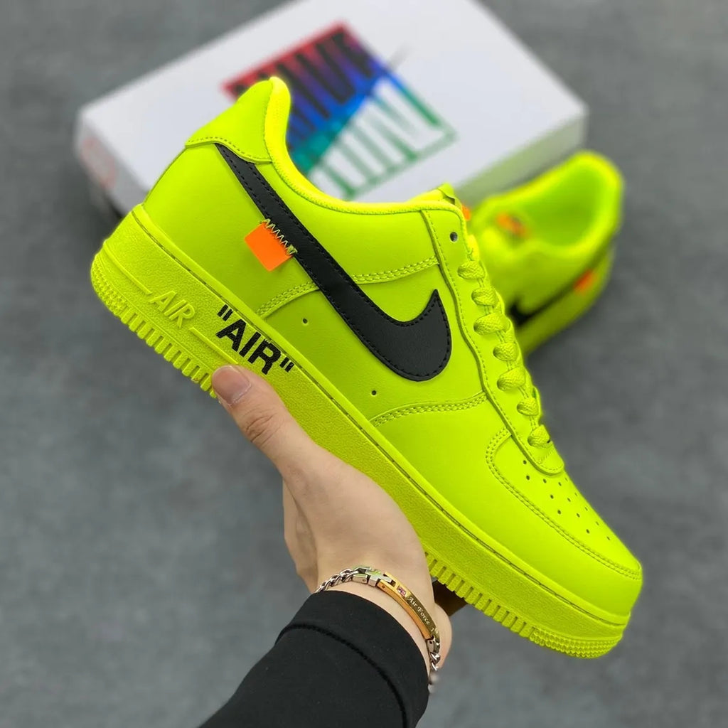 Custom Air Force 1 Neon Yellow With Black Swoosh-oicustom