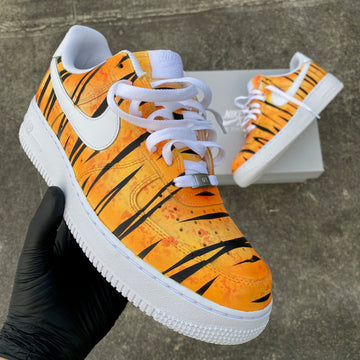 Custom Air Force 1 Orange With Tiger Stripes-oicustom