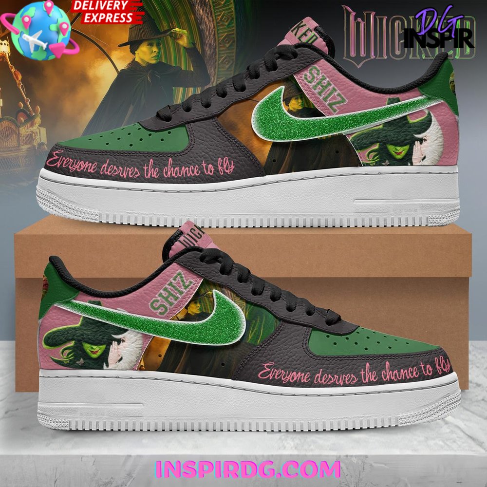 Custom Air Force 1 Pink Green Wicked - The Musical Theme-oicustom