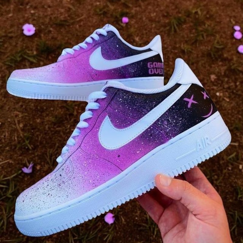 Custom Air Force 1 Pink Purple Galaxy Ink Splash-oicustom